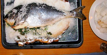 SEA BREAM COOKED IN SEA SALT